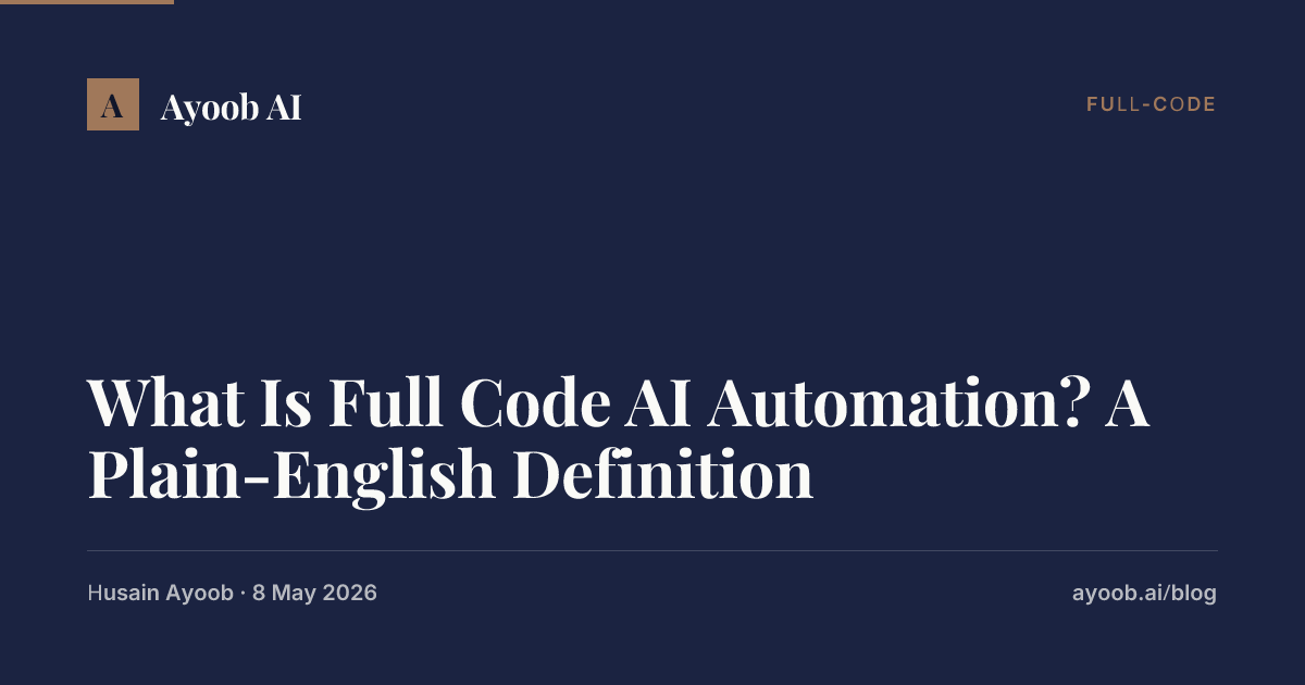 What Is Full Code AI Automation? A Plain-English Definition | Ayoob AI